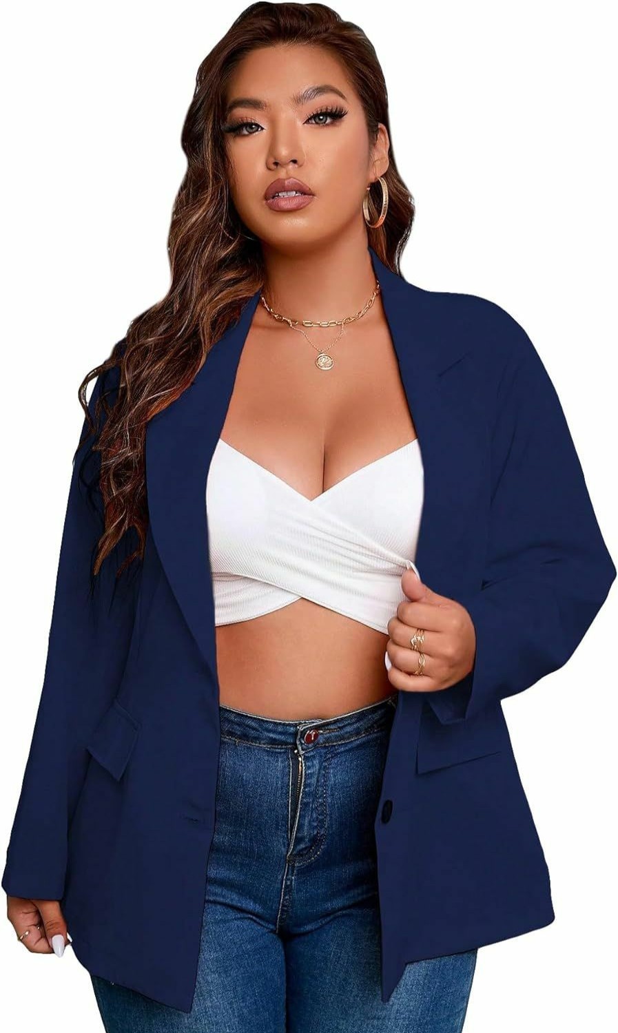 Wholesale WDIRARA Wdirara Women'S Plus Size Elegant Single Breasted Lapel Collar Solid Casual Work Blazer