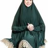 Wholesale Generic Women'S Prayer Dress 2 Pieces Lycra Solid Color Plus Long Sleeve | One-Size | Hijab Abaya Suit (Dark Green)