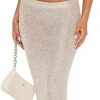 New LOFAAC Lofaac Women Sexy 2 Piece Outfits Y2K Sequin Glitter Knit Scoop Neck Crop Camisole Sparkly Long Maxi Shinning Skirt Set