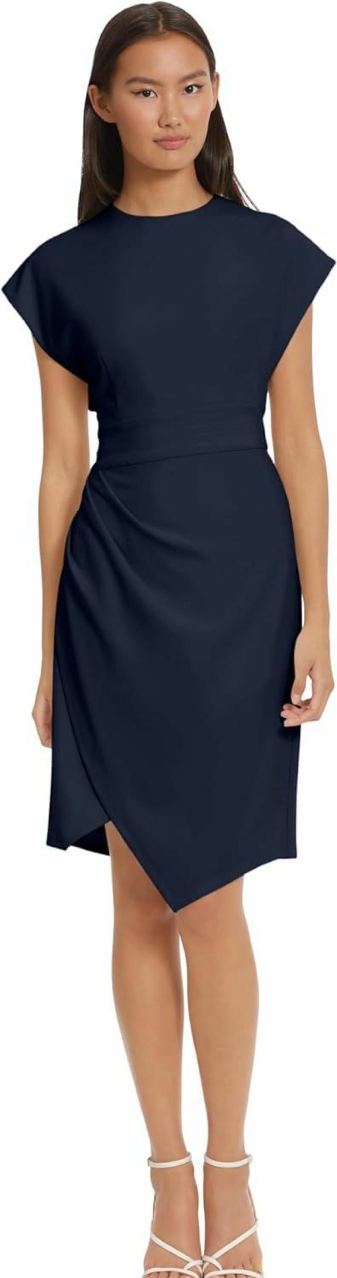 Best Donna Morgan Donna Morgan Women'S Sleek Faux Wrap Dress With Asymmetric Skirt Office Workwear Event Guest Of