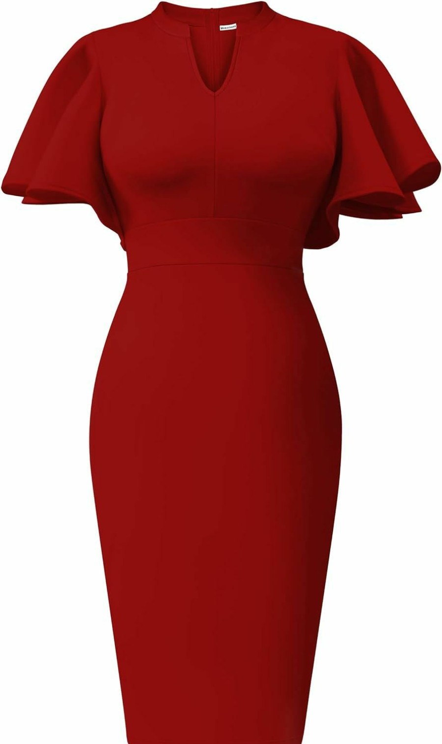 Hot Memoriesea Memoriesea Women'S Elegant Ruffle Sleeve Formal Party Cocktail Pencil Midi Dress