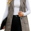 Clearance Kedera Kedera Women'S Single Breasted Long Vest Jacket Casual Sleeveless Pocket Outerwear Longline Trench Coat