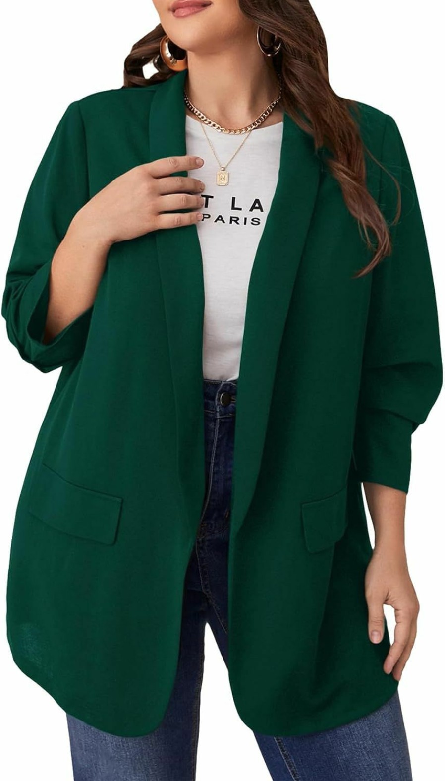 Clearance WDIRARA Wdirara Women'S Plus Size Long Sleeve Blazer Casual Open Front Cardigan Jacket