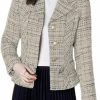 New Mina self Tweed Plaid Blazers Jackets For Women Cropped Lapel Open Front 2023 New Fall Winter Fashion Work Office Outfit