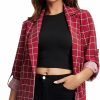 New Milumia Milumia Women'S Open Front Blazer Casual Lightweight Plaid Roll Up Sleeve Jacket Shirt