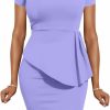 New LAGSHIAN Lagshian Women Fashion Peplum Bodycon Short Sleeve Bow Club Ruffle Pencil Party Dress