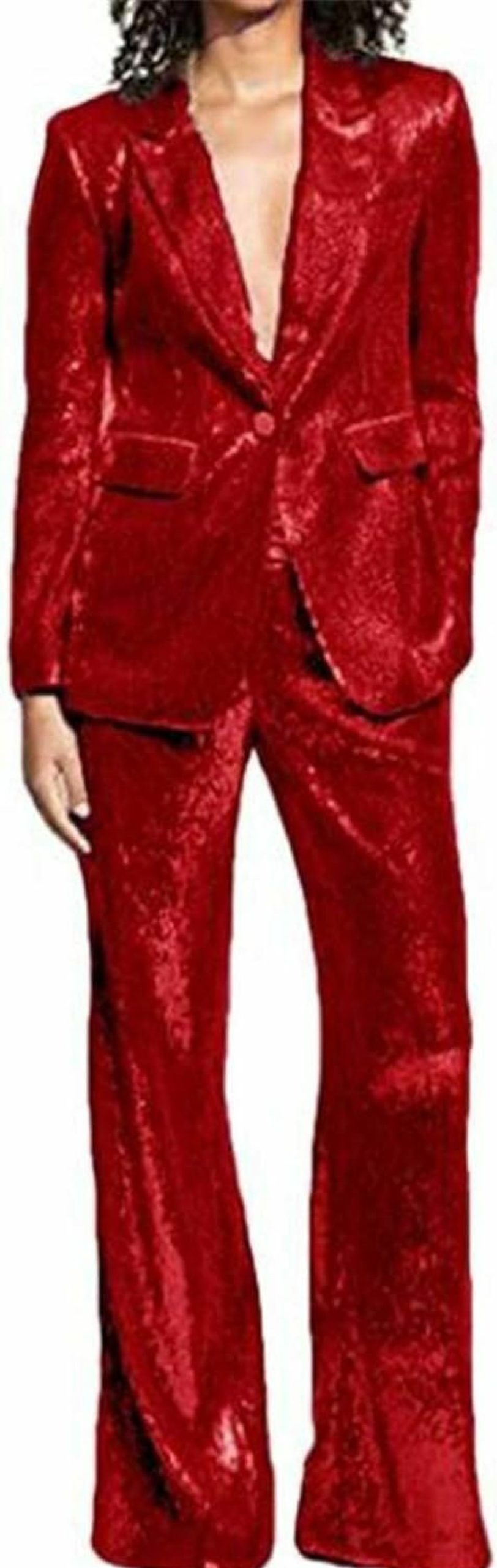 New youcai Sequins Women Suits Set Blazer Ladies Wedding Tuxedos Party Wear Suits