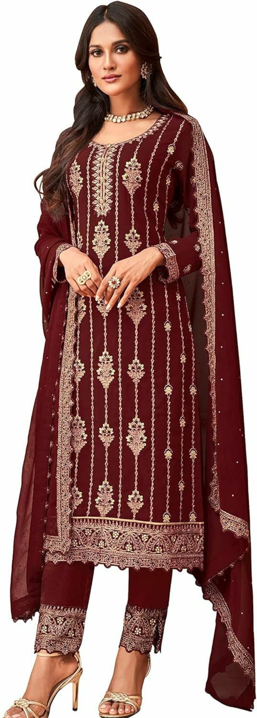 Clearance Generic Alamara Fashion Ready To Wear Indian/Pakistani Party/Wedding Wear Salwar Kameez For Women