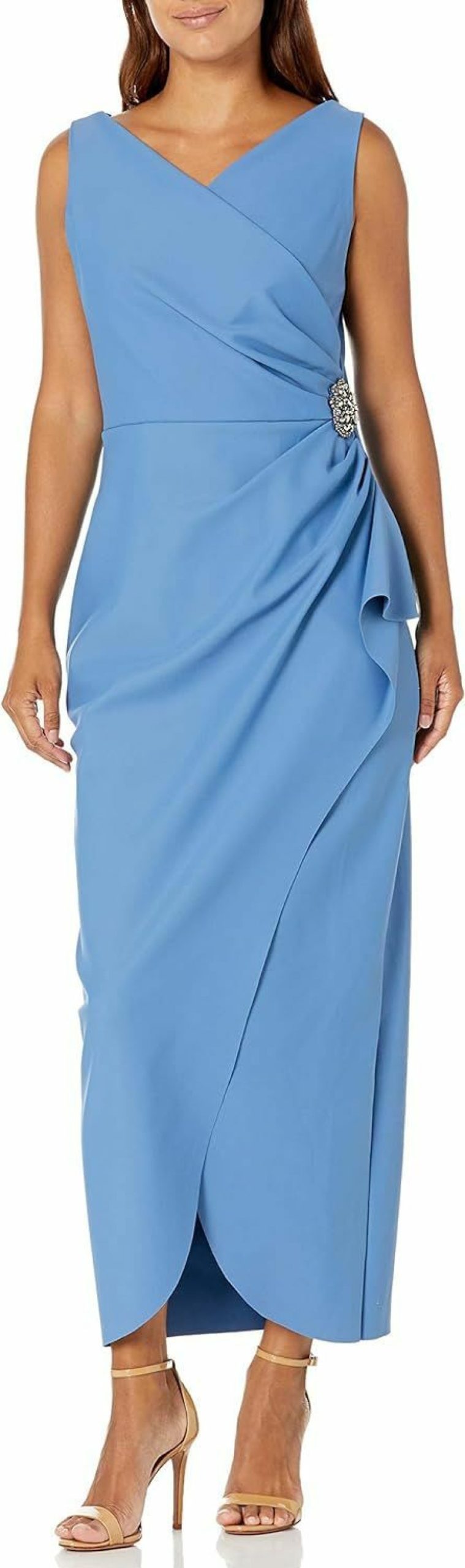 Wholesale Alex Evenings Alex Evenings Women'S Slimming Long Side Ruched Dress With Cascade Ruffle Skirt