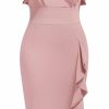 Best Miusol Miusol Women'S Plus Size Vintage V Neck Ruffles Sleeve Business Cocktail Party Pencil Dress