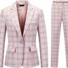 Online MODFUL Womens 2 Piece Plaid Suits Set Business Office One Button Blazer Jacket Casual Long Sleeve Pant Suit Set