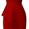 Hot Memoriesea Memoriesea Women'S Fashion Peplum Short Sleeve Bow Ruffle Pencil Party Midi Dress