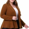 Online Agnes Orinda Agnes Orinda Women'S Plus Size Blazer Ruffle V Neck Button Notch Panel 2024 Peplum Blazers