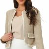 Online Allegra K Allegra K Women'S Plaid Tweed Blazer Long Sleeve Open Front Work Office Short Jacket