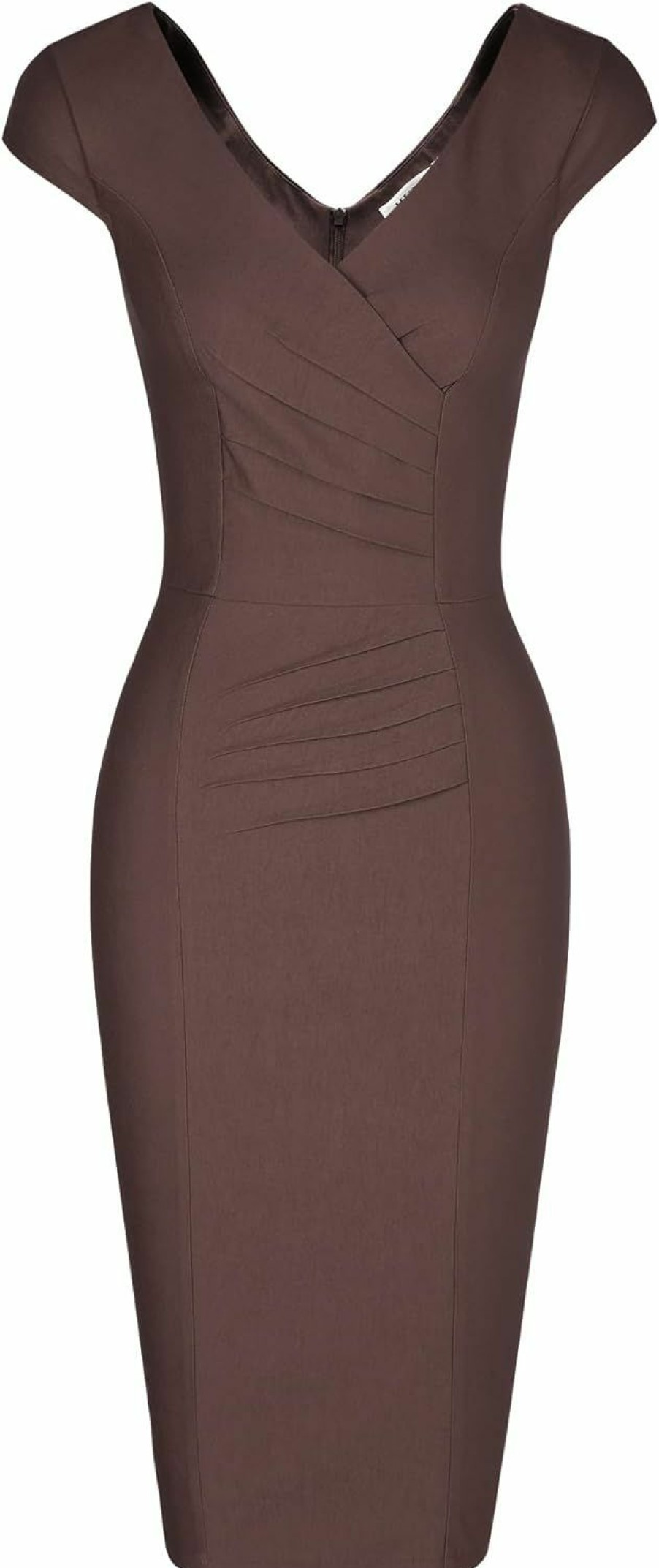 New MUXXN Muxxn Women'S 1950'S Vintage V Neck Ruched Sheath Formal Pencil Dress