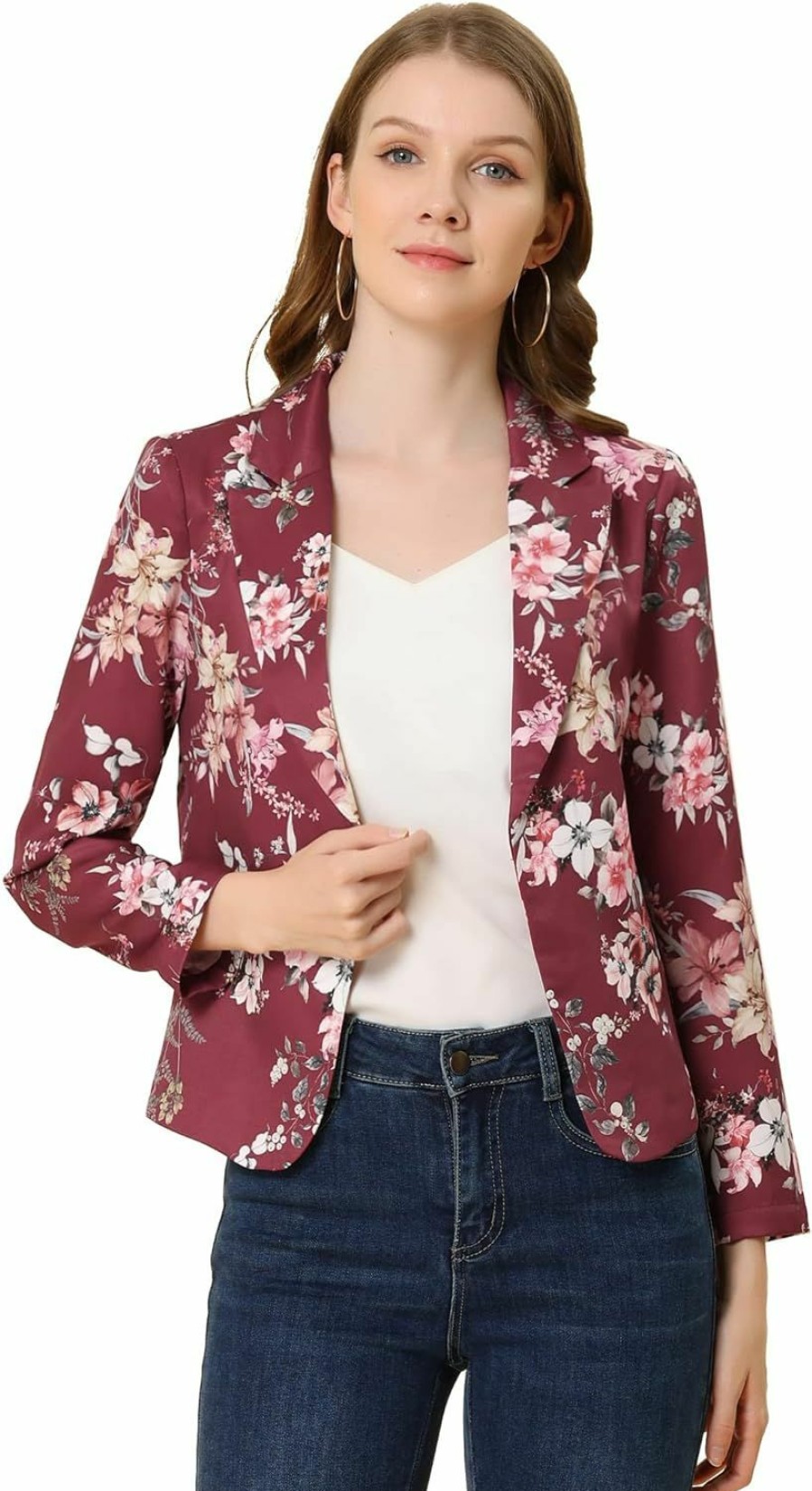 Hot Allegra K Allegra K Women'S Open Front Office Work Business Casual Crop Suit Blazer Jacket