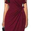 Hot MinciLuxury Womens Cocktail Dresses 2024 Summer Ruffle Sleeve Dress V Neck Party Wedding Guest Wrap Dress