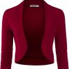 Online DOUBLJU Doublju Bolero Open Front Cardigan Crop Jackets 3/4 Sleeve Basic Cropped Blazers Business Casual For Womens With Plus Size