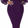 Clearance BOGURST Bogurst Semi Formal Church Dresses For Women Bishop Sleeve Sexy V Neck Bodycon Midi Dresses