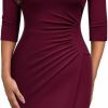 Best AISIZE Aisize Women'S Classic V Neck 3/4 Sleeve Work Business Dress