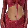 New Eilova Orityle Womens 3 Piece Crochet Skirt Sets Strappy Long Sleeve Cover Up Sequins Crop Top Y2K Mini Skirt Outfits