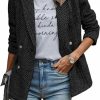 Hot Mina self Tweed Jacket Women Long Sleeve Open Front Double Breasted Casual Work Office Blazer Jackets With Pockets