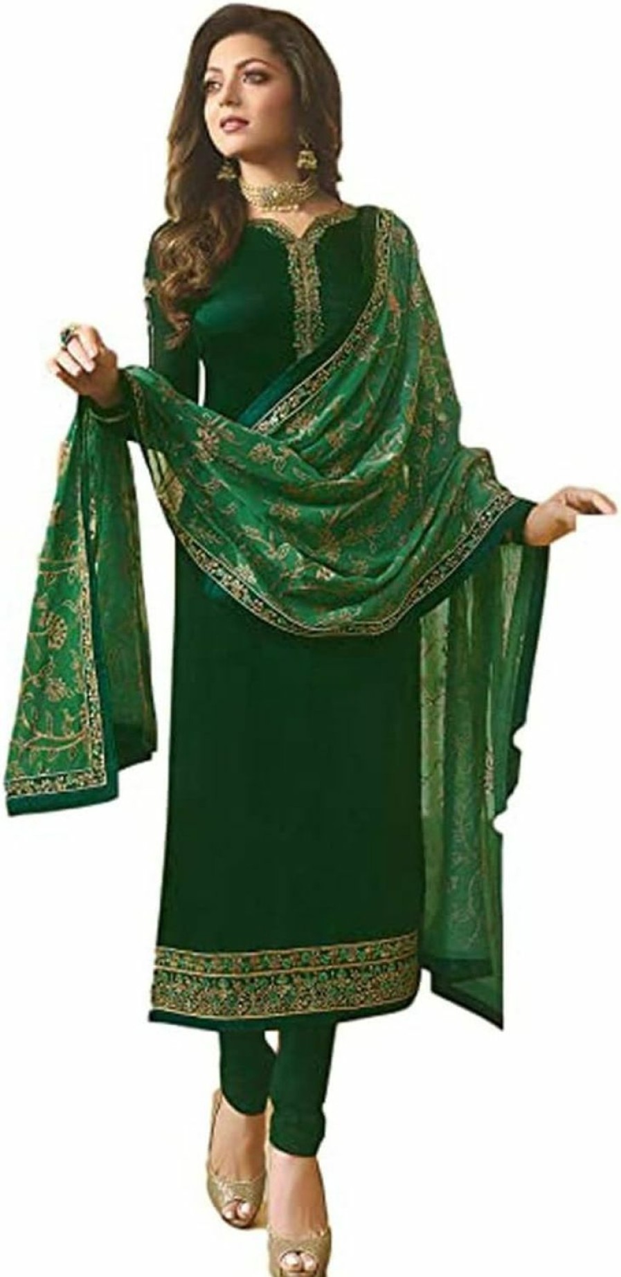 New We Designer Beautiful Green Color Salwar Kameez Dress Ethnic Party Wear Churidar Salwar Kameez Suits