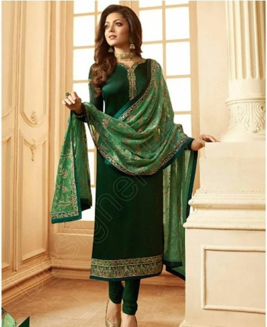 New We Designer Beautiful Green Color Salwar Kameez Dress Ethnic Party Wear Churidar Salwar Kameez Suits