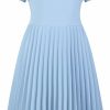 Best Hobemty Women'S 2024 Pleated Dresses Short Sleeve Midi Work A-Line Dress