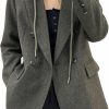 New Mina self Oversize Blazer Jacket For Women Hooded 2024 New Four Seasons Plus Size Casual Open Front Work Office Suit (Xs-Xxl)