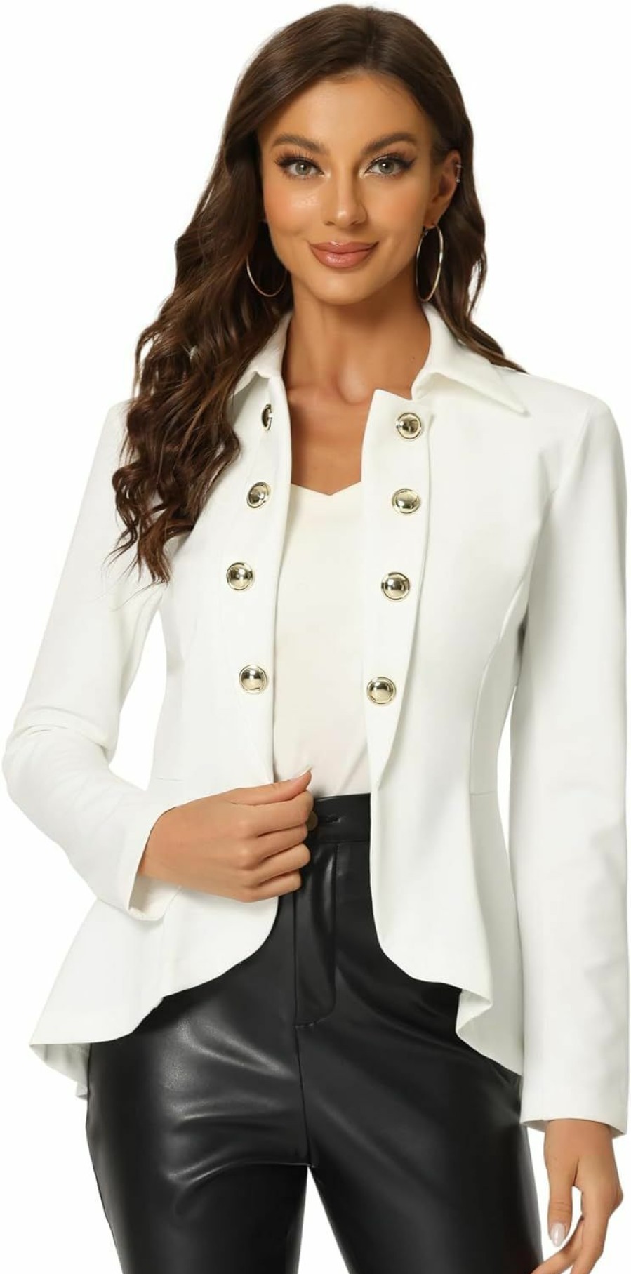 New Allegra K Allegra K Women'S Casual Jacket Steampunk High Low Hem Open Front Long Sleeves Work Peplum Blazer