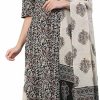 Wholesale Ebbani Women'S Cotton Printed Kurti With Palazzo Pant Dupatta Set - Black