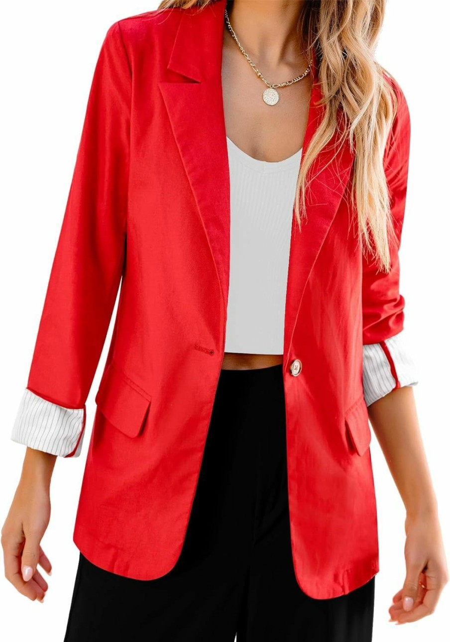 New luvamia Luvamia Blazers For Women Business Casual Dressy Work Fashion Lightweight Spring Summer Linen Unlined 2024 Suit Jackets