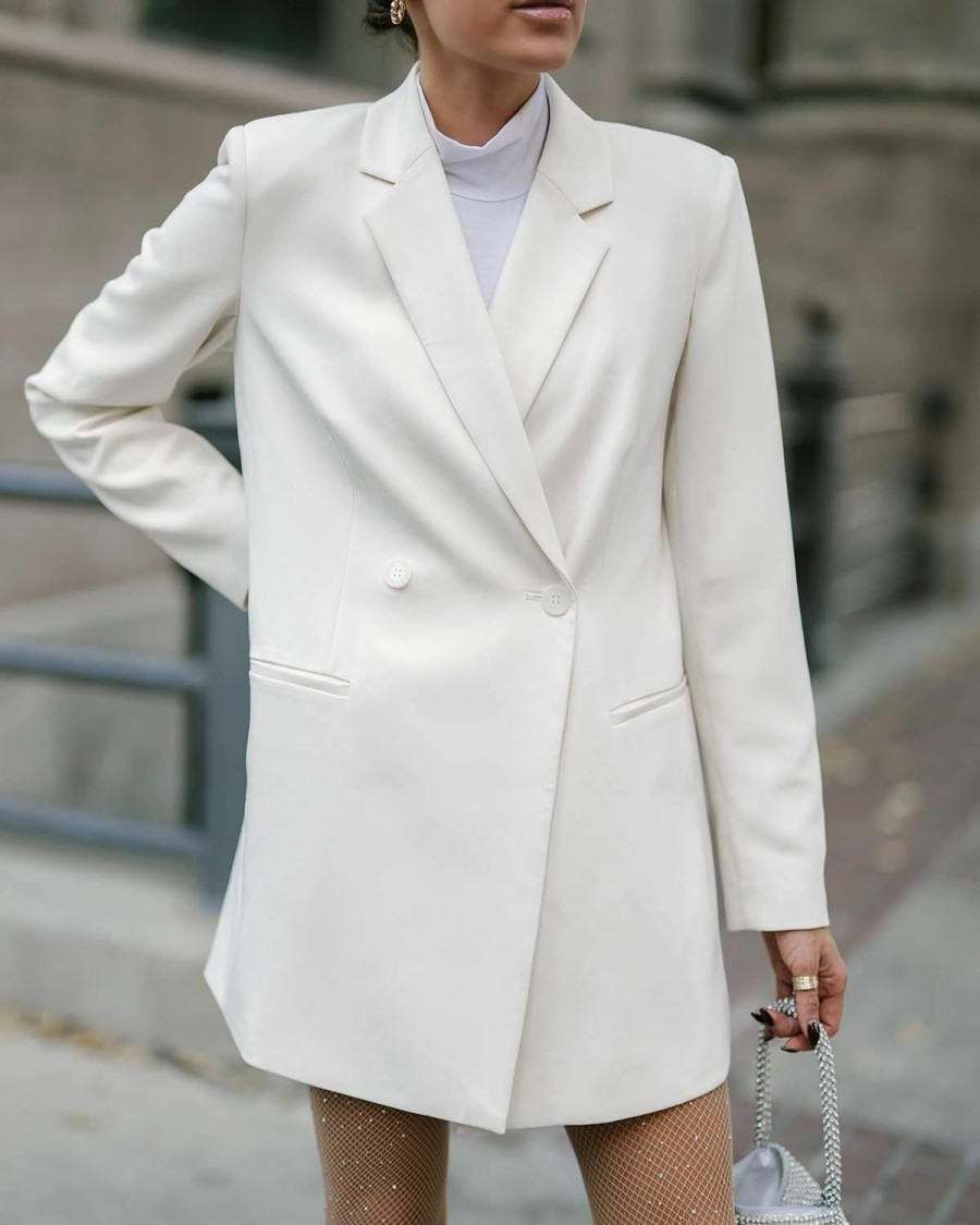 Hot The Drop The Drop Women'S Whisper White Boyfriend Blazer By @Christineandrew