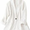 Clearance IDEALSANXUN Idealsanxun Womens Linen Blazer Notch Lapel One Button Suit Coat Jackets