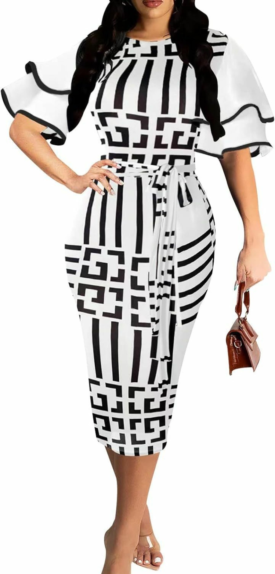 Clearance Bttup Casual Pencil Dress For Women Elegant Bodycon Cocktail Dresses African Dress Church Wedding Prom Party Outfits