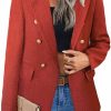 Online Mina self Womens Casual Blazer 2024 Spring Open Front Business Work Tweed Plaid Jacket Suit Pocket (S-Xxl)