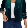 Clearance MINTLIMIT Mintlimit Women'S Casual Velvet Blazer 3/4 Ruched Sleeve Shawl Collar Draped Open Front Blazers Jackets