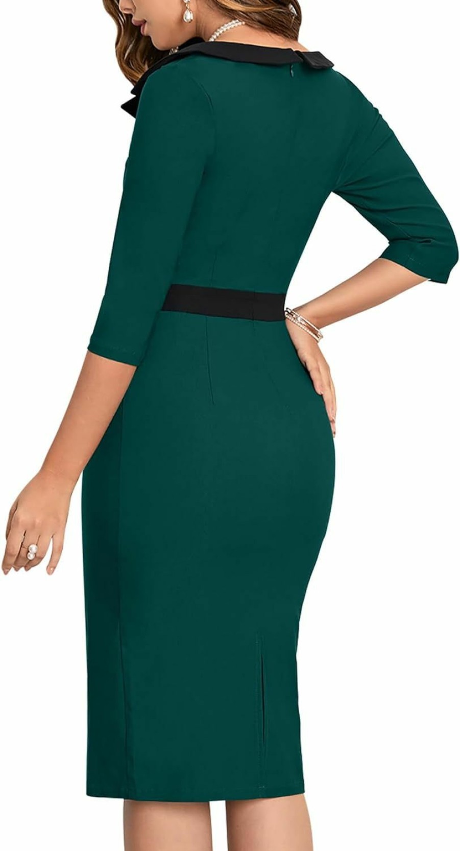 Clearance MUXXN Muxxn Women'S Retro 3/4 Sleeves Pinup Bodycon Office Formal Pencil Dress