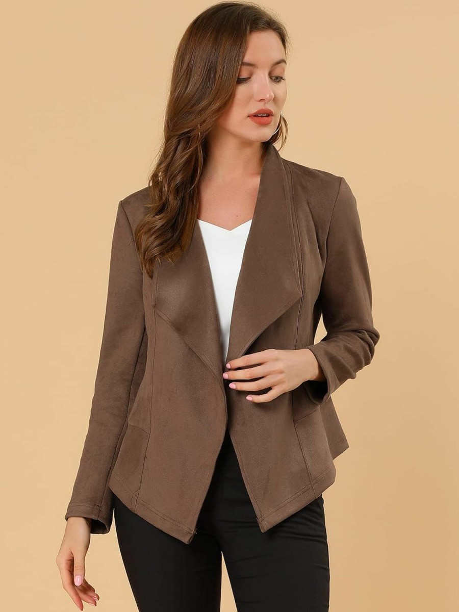 Online Allegra K Allegra K Women'S Faux Suede Jacket Open Front Lapel Draped Outwear Jacket Blazer