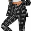 New WDIRARA Wdirara Women'S 2 Piece Outfit Plaid Button Front Long Sleeve Blazer And Pants Set