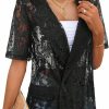 Hot BAE MOD Women'S Lace Blazer Floral Mesh Single Button Lapel Neck Long Sleeve Elegant Jacket Blazer