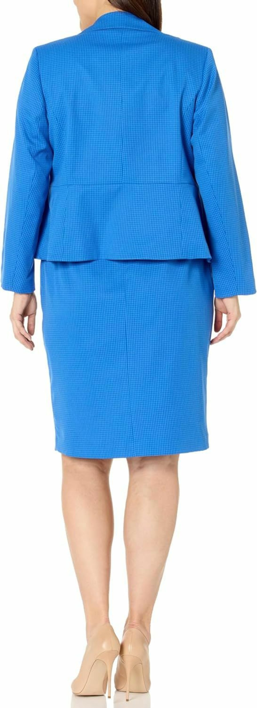 Clearance Le Suit Women'S Plus Size Tonal Check Jacket & Slit Skirt