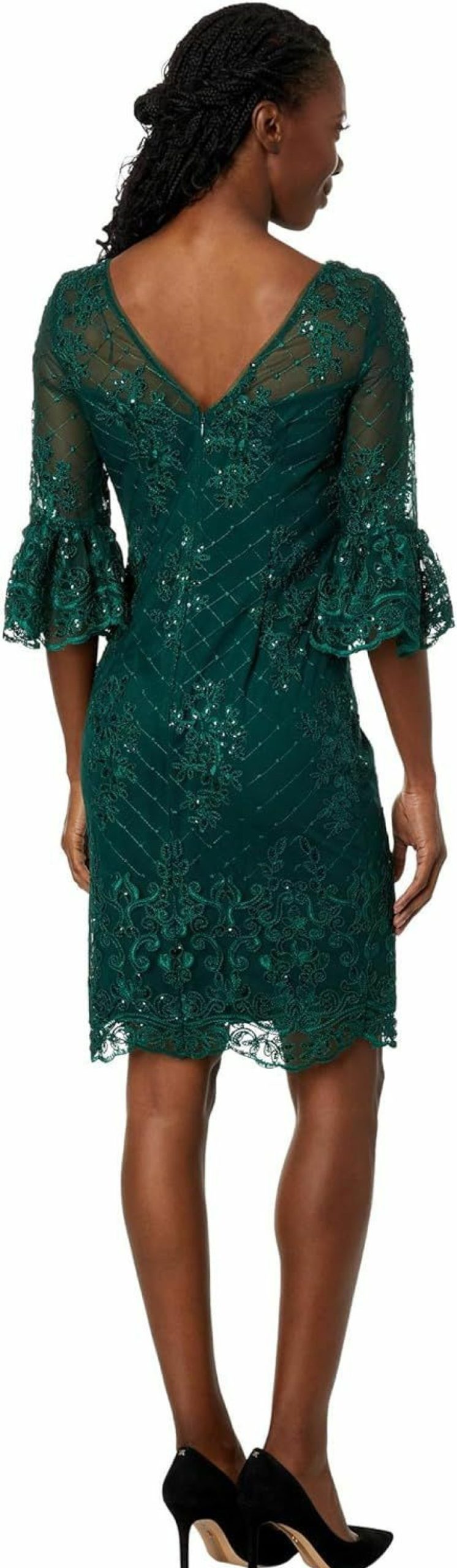 New Adrianna Papell Adrianna Papell Embroideered Bell Sleeve Sheath Dress