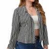 New WDIRARA Wdirara Women'S Plus Size Houndstooth Print Long Puff Sleeve Open Front Jacket Blazer