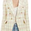 Online Mina self Womens' Tweed Blazers Lapel Double Breasted 2024 Spring Open Front Work Casual Office Blazer With Pockets