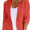 New Mina self Summer Women Linen Blazer Jacket 2024 3/4 Stretchy Ruched Sleeve Fully Lined Lightweight Casual Work Petite Suit