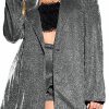 Best Floerns Floerns Women'S Plus Size Lapel Collar Glitter Button Front Long Sleeve Blazer Jacket