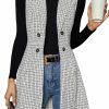 Wholesale Floerns Floerns Women'S Plaid Print Button Front Sleeveless Lapel Collar Blazer Jacket