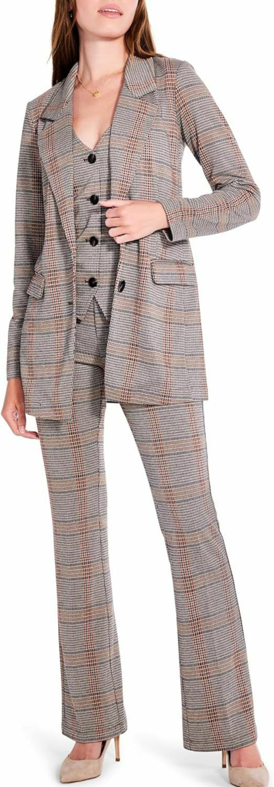 Clearance NIC+ZOE Nic+Zoe Women'S Sketched Plaid Knit Blazer